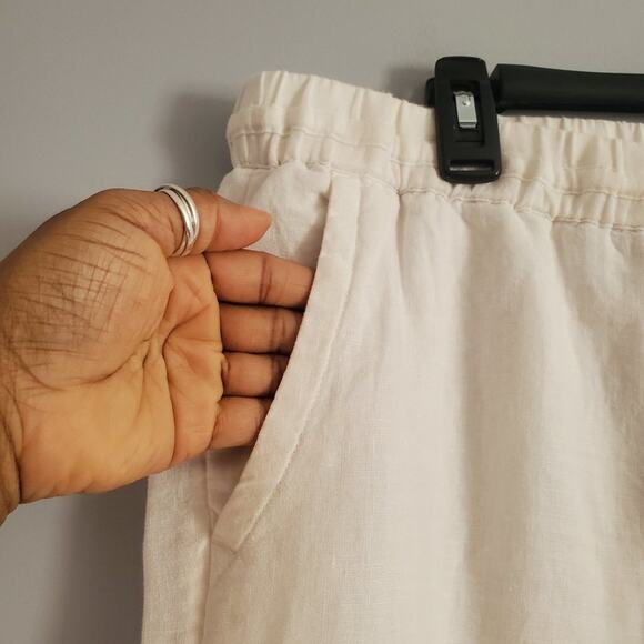 Charter Club White 100% Linen Wide Leg Drawstring Pants XL - Picture 5 of 7